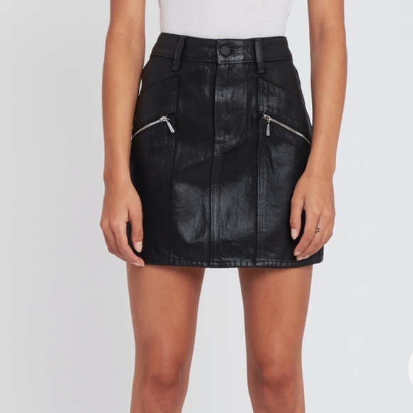 PAIGE Dresses & Skirts - NWT PAIGE Aideen Black Coated High Waist Mini Skirt SZ 25